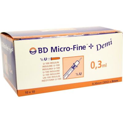 BD Micro Fine+ U100  Insulin Spritzen Demi 0.3x8mm