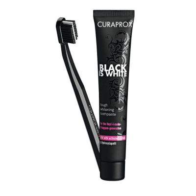 CURAPROX Black is White Kohlezahnpasta und Bürste