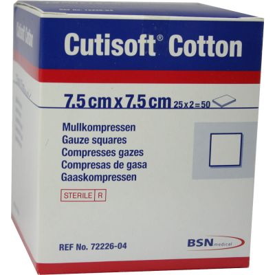 CUTISOFT Cotton Kompressen 7,5x7,5 cm steril