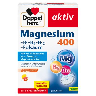 DOPPELHERZ Magnesium 400+B-Vitamin+Folsäure Brausetabletten