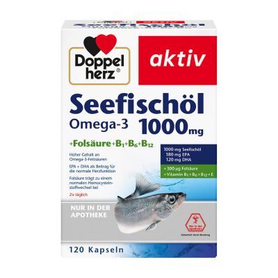 DOPPELHERZ Seefischöl Omega-3 1.000 mg+Folsäure Kapseln