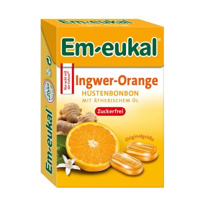 EM EUKAL Bonbons Ingwer Orange zuckerfrei Box