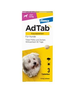 ADTAB 112 mg Kautabletten für Hunde &gt;2,5-5,5 kg