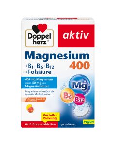 DOPPELHERZ Magnesium 400+B-Vit.+Fols.Brausetabl.