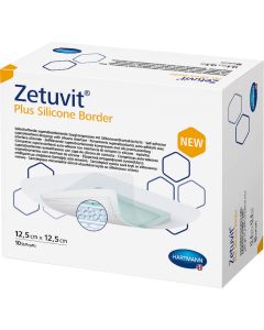 ZETUVIT Plus Silicone Border 12,5x12,5 cm steril