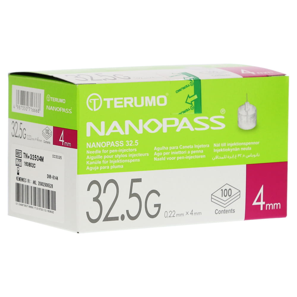 TERUMO NANOPASS 32,5 Pen Kanüle 0,22x4 mm 100 St Kanüle