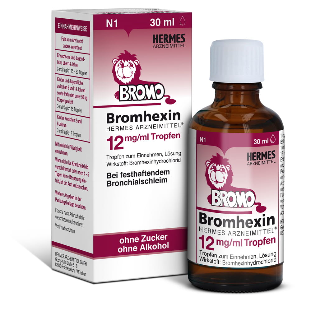 BROMHEXIN Hermes Arzneimittel 12 mg/ml Tropfen 30 ml Tropfen zum Einnehmen